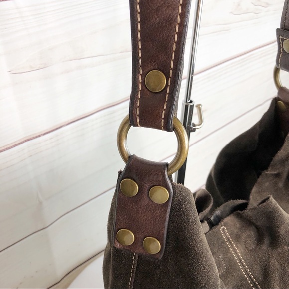 B44 Lucky Brand hobo brown suede tote bag - Picture 3 of 8